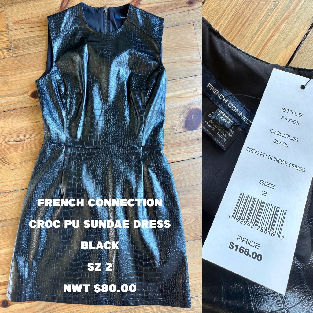 French Connection Croc Pu Sundae Dress Nwt